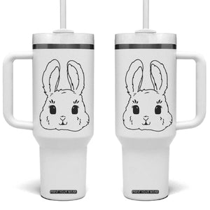 Cute Bunny Tumbler With Handle Kawaii Rabbit Happy Easter Day TS10 One Size: 40 oz White Print Your Wear