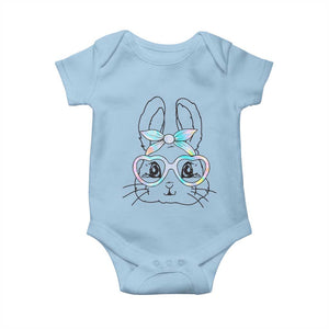 Girls Easter Bunny Baby Onesie Rabbit Face Tie Dye Glasses Happy Easter Day TS10 Light Blue Print Your Wear