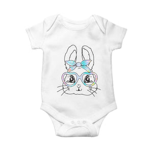 Girls Easter Bunny Baby Onesie Rabbit Face Tie Dye Glasses Happy Easter Day TS10 White Print Your Wear