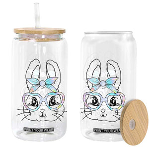 Girls Easter Bunny Glass Can Rabbit Face Tie Dye Glasses Happy Easter Day TS10 Print Your Wear