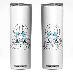 Girls Easter Bunny Skinny Tumbler Rabbit Face Tie Dye Glasses Happy Easter Day TS10 White Print Your Wear