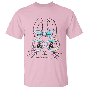 Girls Easter Bunny T Shirt Rabbit Face Tie Dye Glasses Happy Easter Day TS10 Light Pink Print Your Wear