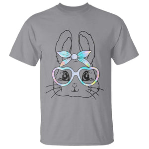 Girls Easter Bunny T Shirt Rabbit Face Tie Dye Glasses Happy Easter Day TS10 Sport Gray Print Your Wear