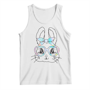 Girls Easter Bunny Tank Top Rabbit Face Tie Dye Glasses Happy Easter Day TS10 White Print Your Wear
