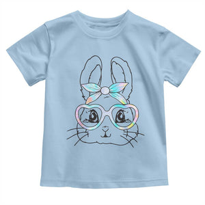 Girls Easter Bunny Toddler T Shirt Rabbit Face Tie Dye Glasses Happy Easter Day TS10 Light Blue Print Your Wear