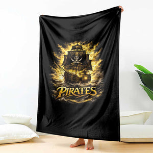 Pirate Lovers Throw Blanket Vintage Golden Pirate Ship Skull Graphic TS10 Print Your Wear