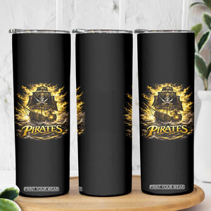 Pirate Lovers Skinny Tumbler Vintage Golden Pirate Ship Skull Graphic TS10 Print Your Wear