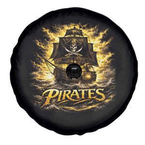 Pirate Lovers Spare Tire Cover Vintage Golden Pirate Ship Skull Graphic TS10 Print Your Wear