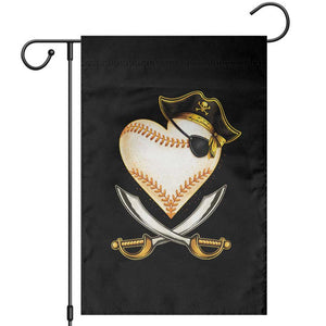 Baseball Pirate Garden Flag Baseball Heart With Skull TS10 Black Print Your Wear