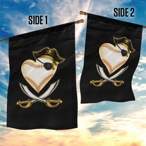 Baseball Pirate Garden Flag Baseball Heart With Skull TS10 Print Your Wear