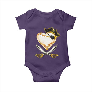 Baseball Pirate Baby Onesie Baseball Heart With Skull TS10 Purple Print Your Wear