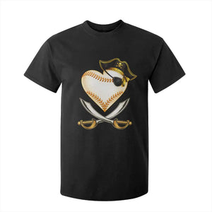 Baseball Pirate T Shirt For Kid Baseball Heart With Skull TS10 Black Print Your Wear