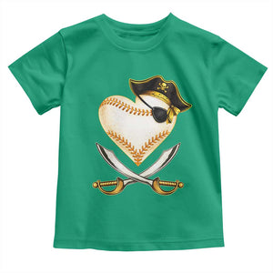 Baseball Pirate Toddler T Shirt Baseball Heart With Skull TS10 Irish Green Print Your Wear