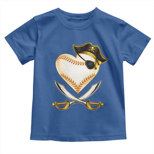 Baseball Pirate Toddler T Shirt Baseball Heart With Skull TS10 Royal Blue Print Your Wear