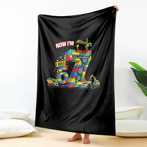 Funny 7th Birthday Building Bricks Throw Blanket I Was 6 Now Im 7 Kids 67 Birthday Building Six Seven Boy TS10 Print Your Wear