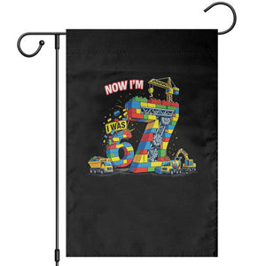 Funny 7th Birthday Building Bricks Garden Flag I Was 6 Now Im 7 Kids 67 Birthday Building Six Seven Boy TS10 Black Print Your Wear