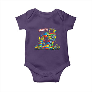 Funny 7th Birthday Building Bricks Baby Onesie I Was 6 Now Im 7 Kids 67 Birthday Building Six Seven Boy TS10 Purple Print Your Wear