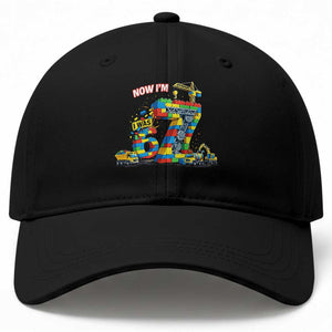 Funny 7th Birthday Building Bricks Baseball Cap I Was 6 Now Im 7 Kids 67 Birthday Building Six Seven Boy