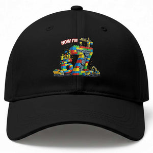 Funny 7th Birthday Building Bricks Baseball Cap I Was 6 Now Im 7 Kids 67 Birthday Building Six Seven Boy TS10 Print Your Wear