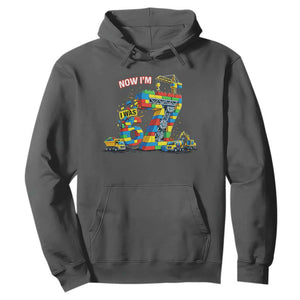 Funny 7th Birthday Building Bricks Hoodie I Was 6 Now Im 7 Kids 67 Birthday Building Six Seven Boy TS10 Dark Heather Print Your Wear