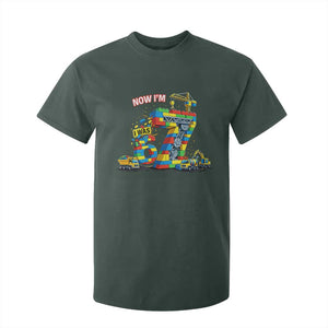 Funny 7th Birthday Building Bricks T Shirt For Kid I Was 6 Now Im 7 Kids 67 Birthday Building Six Seven Boy TS10 Dark Forest Green Print Your Wear