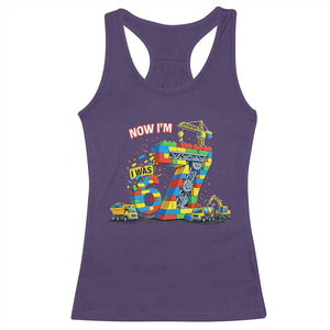 Funny 7th Birthday Building Bricks Racerback Tank Top I Was 6 Now Im 7 Kids 67 Birthday Building Six Seven Boy TS10 Purple Print Your Wear