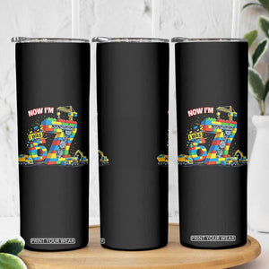 Funny 7th Birthday Building Bricks Skinny Tumbler I Was 6 Now Im 7 Kids 67 Birthday Building Six Seven Boy TS10 Print Your Wear