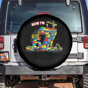 Funny 7th Birthday Building Bricks Spare Tire Cover I Was 6 Now Im 7 Kids 67 Birthday Building Six Seven Boy TS10 No hole Black Print Your Wear