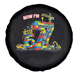 Funny 7th Birthday Building Bricks Spare Tire Cover I Was 6 Now Im 7 Kids 67 Birthday Building Six Seven Boy TS10 Print Your Wear