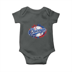 Chicago Pride Dripping Baseball Graphic Baby Onesie TS10 Dark Heather Print Your Wear