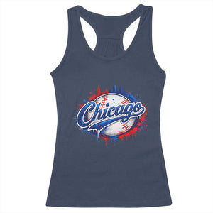 Chicago Pride Dripping Baseball Graphic Racerback Tank Top TS10 Navy Print Your Wear
