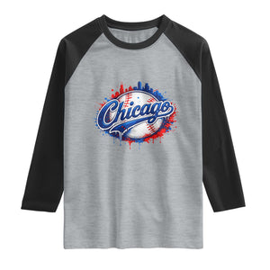 Chicago Pride Dripping Baseball Graphic Raglan Shirt TS10 Heather Gray Black Print Your Wear
