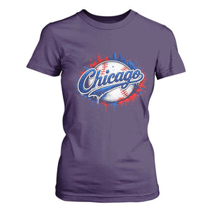 Chicago Pride Dripping Baseball Graphic T Shirt For Women TS10 Purple Print Your Wear