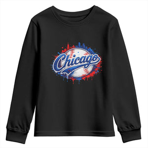 Chicago Pride Dripping Baseball Graphic Youth Sweatshirt TS10 Black Print Your Wear