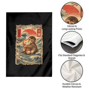 Kawaii Baby Monkey Punch Garden Flag Vintage Japanese Graphic Cute Macaque Ukiyo-e TS10 Print Your Wear