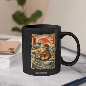 Kawaii Baby Monkey Punch Coffee Mug Vintage Japanese Graphic Cute Macaque Ukiyo-e TS10 Print Your Wear
