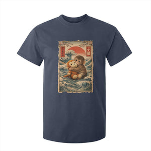 Kawaii Baby Monkey Punch T Shirt For Kid Vintage Japanese Graphic Cute Macaque Ukiyo-e TS10 Navy Print Your Wear