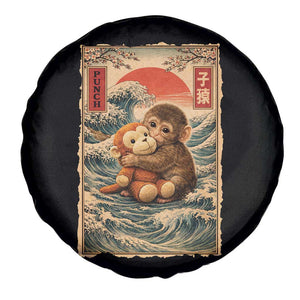 Kawaii Baby Monkey Punch Spare Tire Cover Vintage Japanese Graphic Cute Macaque Ukiyo-e TS10 Print Your Wear