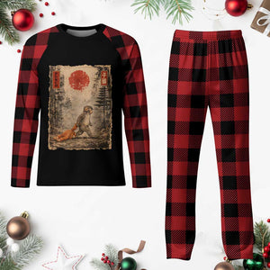 Vintage Japanese Baby Monkey Punch Plaid Pajama Set Kawaii Macaque Ukiyo-e Art Funny TS10 Buffalo Plaid Print Your Wear