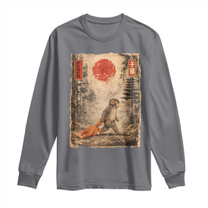 Vintage Japanese Baby Monkey Punch Long Sleeve Shirt Kawaii Macaque Ukiyo-e Art Funny TS10 Charcoal Print Your Wear