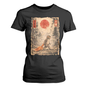 Vintage Japanese Baby Monkey Punch T Shirt For Women Kawaii Macaque Ukiyo-e Art Funny TS10 Black Print Your Wear