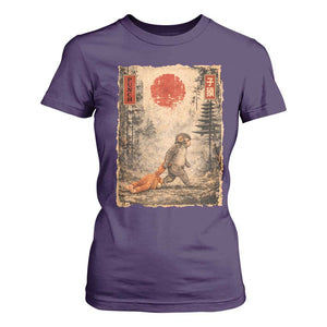 Vintage Japanese Baby Monkey Punch T Shirt For Women Kawaii Macaque Ukiyo-e Art Funny TS10 Purple Print Your Wear
