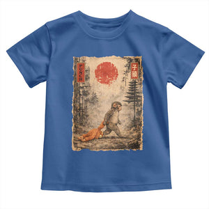 Vintage Japanese Baby Monkey Punch Toddler T Shirt Kawaii Macaque Ukiyo-e Art Funny TS10 Royal Blue Print Your Wear