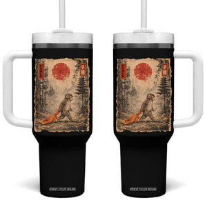 Vintage Japanese Baby Monkey Punch Tumbler With Handle Kawaii Macaque Ukiyo-e Art Funny TS10 One Size: 40 oz Black Print Your Wear