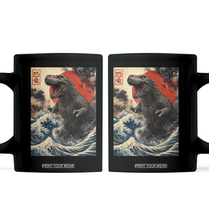 Japanese Dinosaur Coffee Mug Vintage Great Wave Monster Epic Giant Monster Ukiyo-e Style TS10 Black Print Your Wear