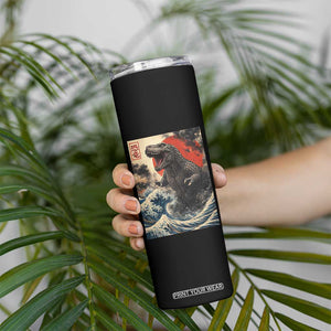 Japanese Dinosaur Skinny Tumbler Vintage Great Wave Monster Epic Giant Monster Ukiyo-e Style TS10 Print Your Wear