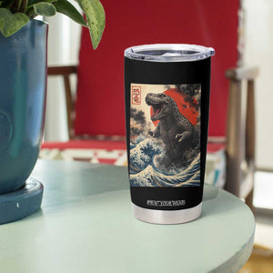 Japanese Dinosaur Tumbler Cup Vintage Great Wave Monster Epic Giant Monster Ukiyo-e Style TS10 Print Your Wear