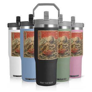 Sea Monster Eating Ramen Flip Straw Tumbler Vintage Graphic Japanese Lover Ukiyo-e Art TS10 Print Your Wear
