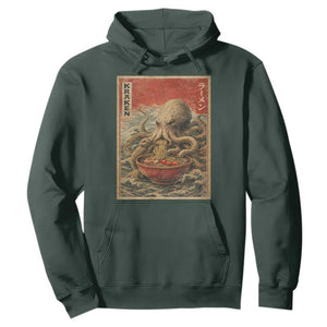 Sea Monster Eating Ramen Hoodie Vintage Graphic Japanese Lover Ukiyo-e Art TS10 Dark Forest Green Print Your Wear