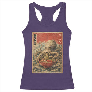 Sea Monster Eating Ramen Racerback Tank Top Vintage Graphic Japanese Lover Ukiyo-e Art TS10 Purple Print Your Wear